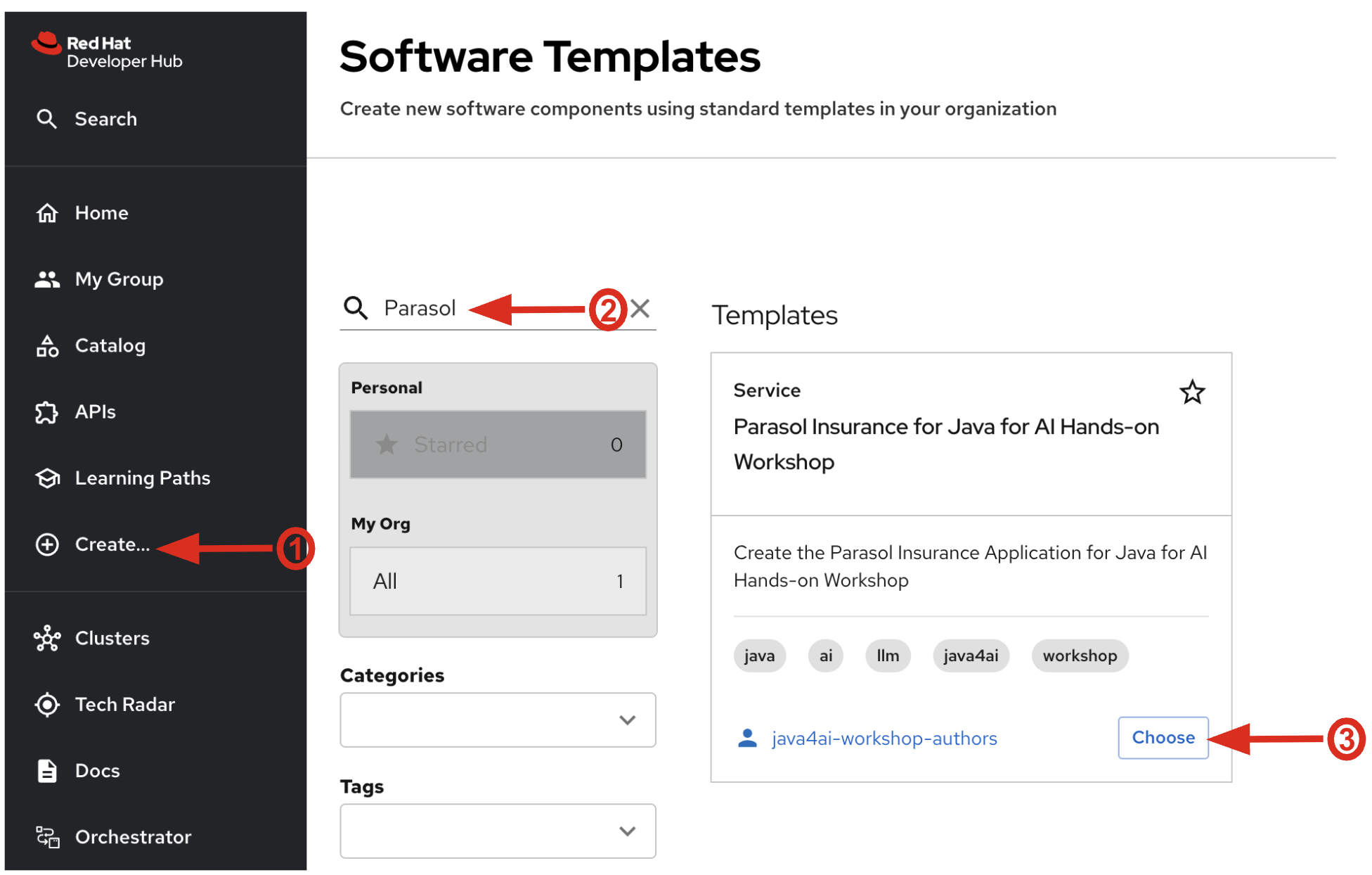 software template parasol llm